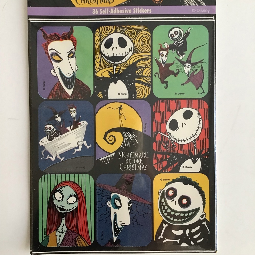 NEW Disney Nightmare Before Christmas 36 Stickers Vintage Self-Adhesive Cleo - Picture 8 of 12